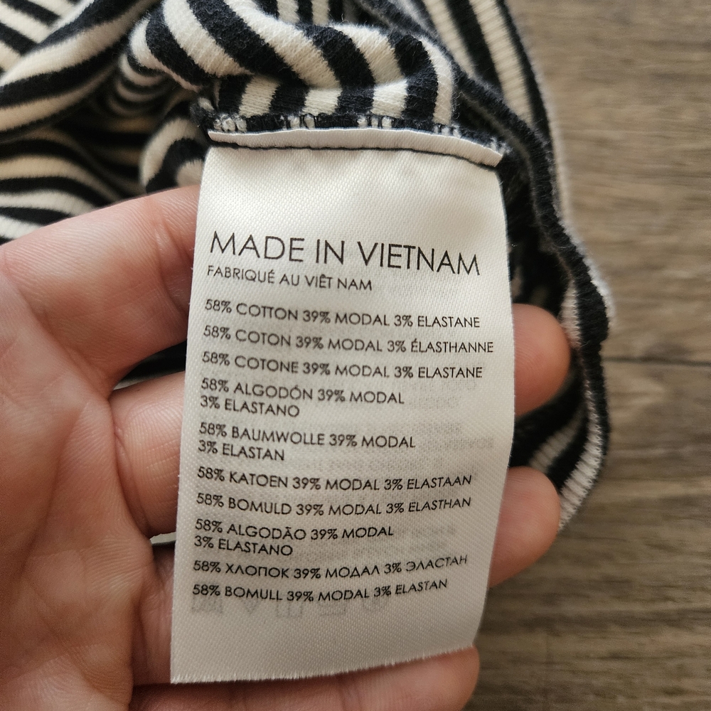 Club Monaco Medium Black & White Striped Crewneck Tee, Like New Condition - Picture 3 of 9